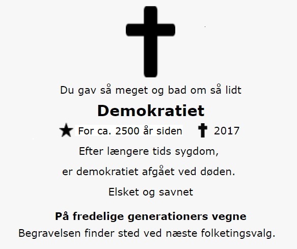 Klumme: Dødsannonce for demokratiet