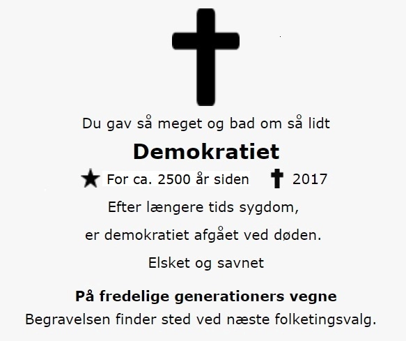 Klumme: Dødsannonce for demokratiet