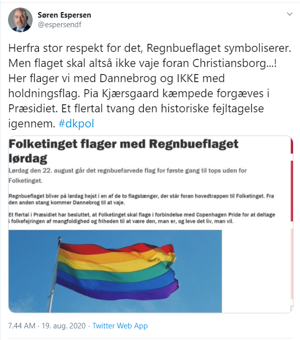 DF’er om pride-flag: Det er en historisk fejltagelse