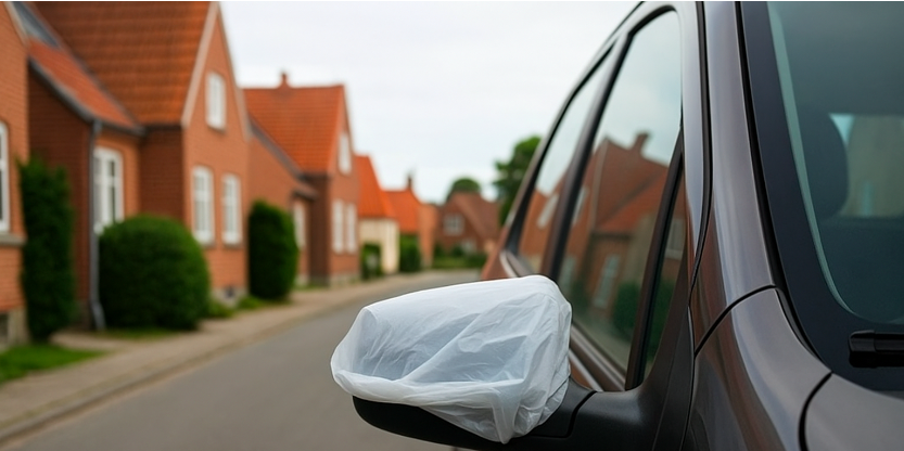 Flere bilister tager plastikposer over sidespejlene: Her er grunden til, at du også bør overveje det