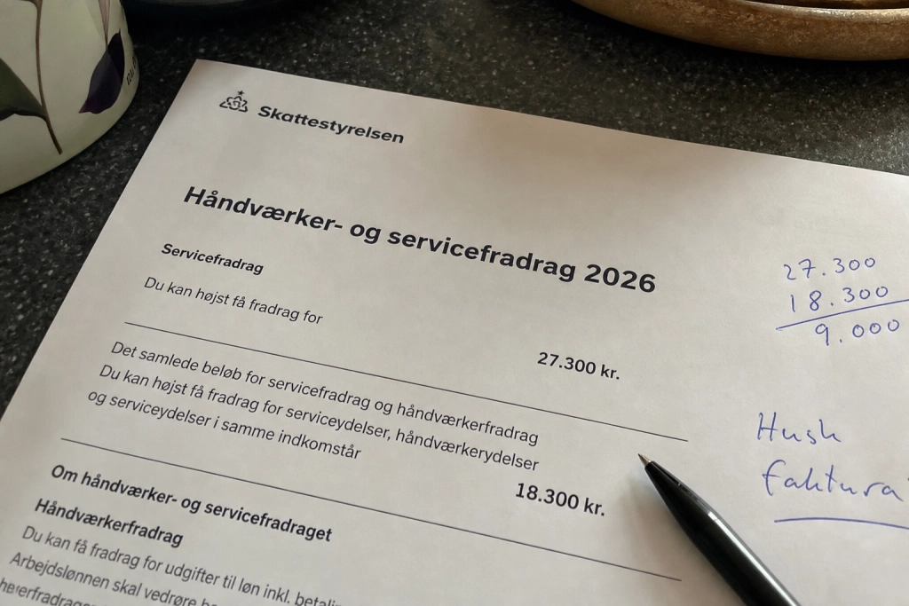 Håndværker- og servicefradrag 2026: Op til 27.300 kroner om året pr. person